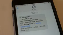 Government alert on smartphone about coronavirus safety measures in New York